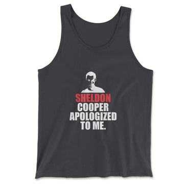 Sheldon Cooper Apologized To Me Men/Unisex Tank in Dark Grey color
